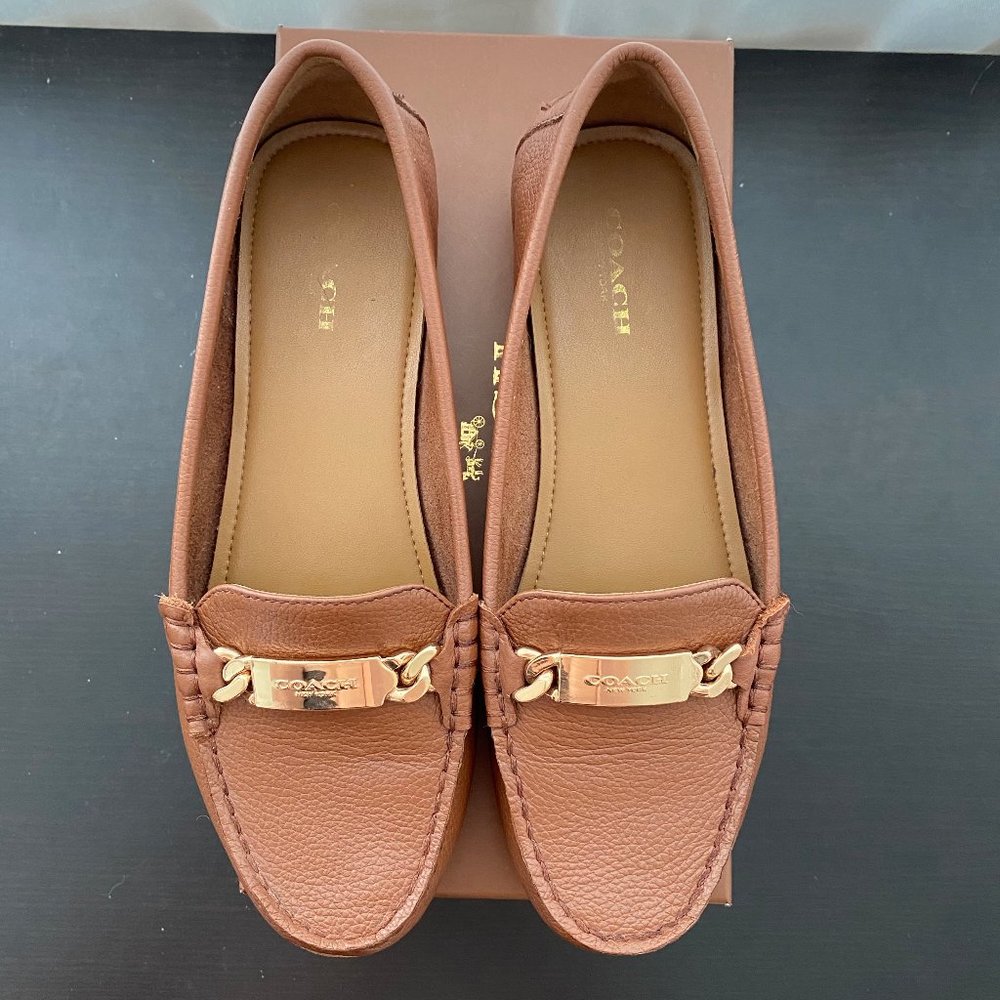 Coach Olive pebble grain leather loafers